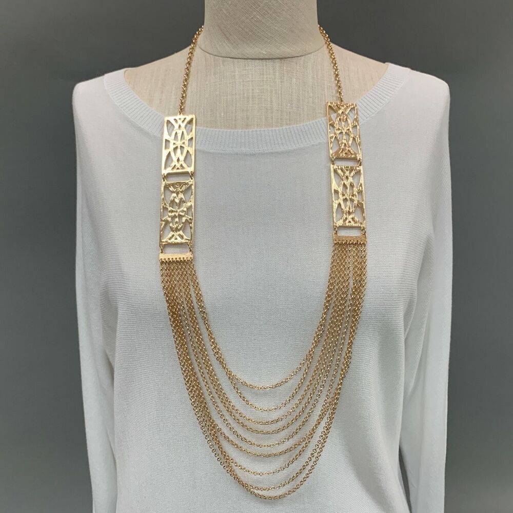 Towne‎ & Reese Necklace Niall Layered Gold-Tone Long Chains